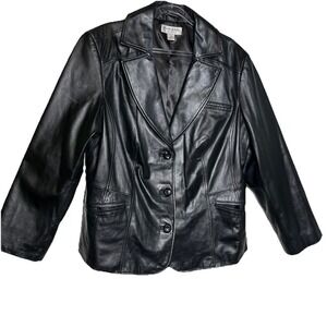 Preston & York Women's Large Black Lamb Skin Leather Jacket Size 1X